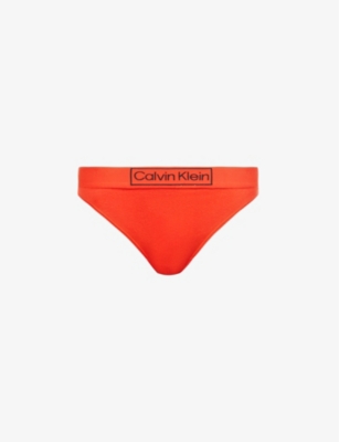 Calvin Klein Reimagined Heritage cotton blend thong in terracotta