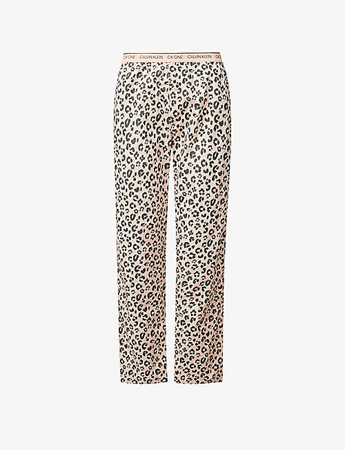 CALVIN KLEIN: CK One leopard-print logo-waistband cotton-jersey pyjama trousers