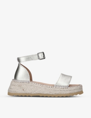 Carvela Comfort Chase Espadrille Flatform Leather Sandals In Gold