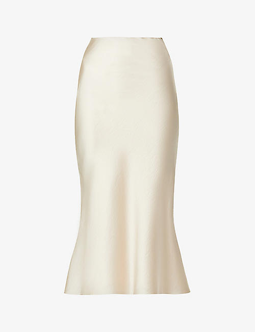 PIXIE MARKET：Sateen A字梭织中长半身裙