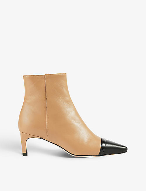 LK BENNETT: Diana pointed-toe colour-blocked leather ankle boots