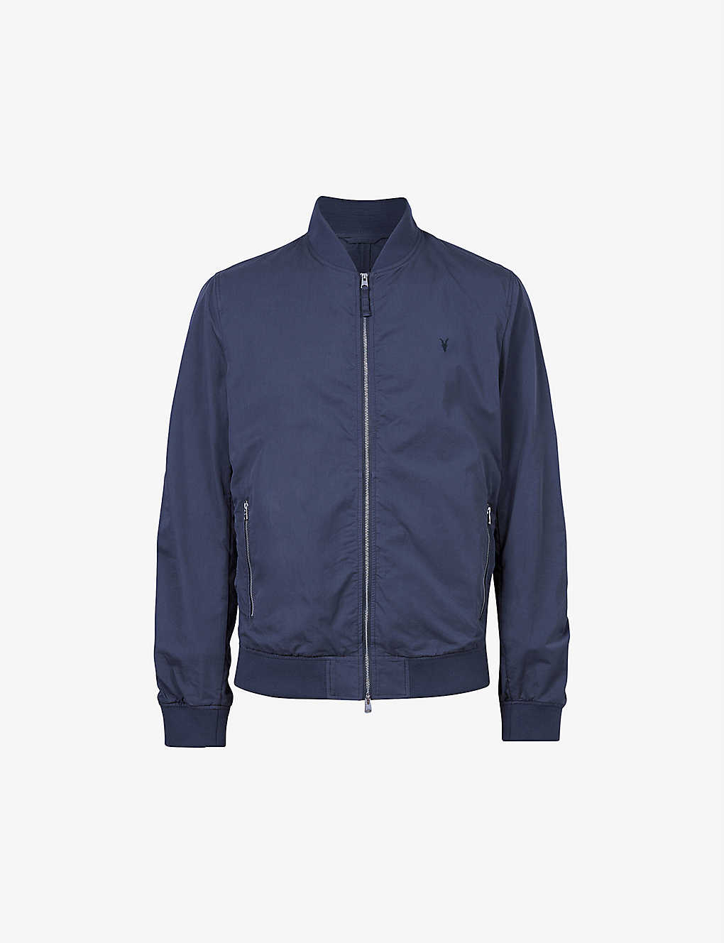 Allsaints Bassett Regular-fit Cotton-blend Bomber Jacket In Command Blue