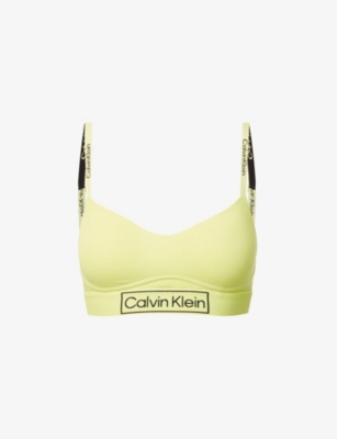 Calvin Klein Reimagine Heritage Brand-print Stretch-cotton Jersey Bralette  - Black