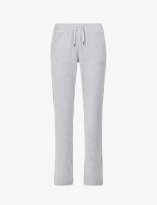 Juicy Couture Del Ray Straight-leg High-rise Velour Jogging Bottoms In Silver Marl