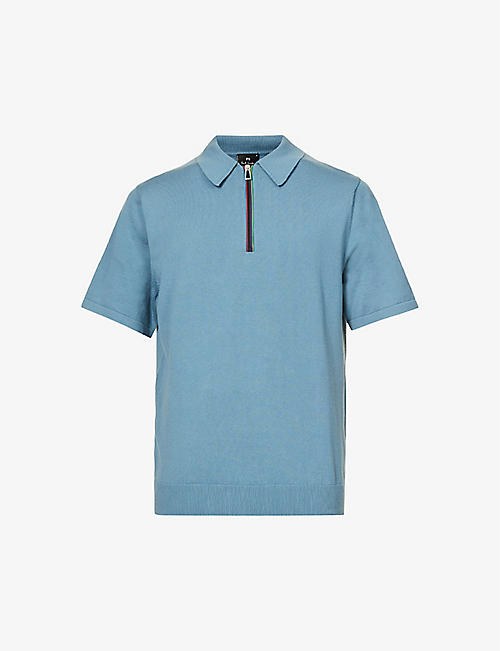 PS BY PAUL SMITH: Zip-front slim-fit cotton-knit polo shirt