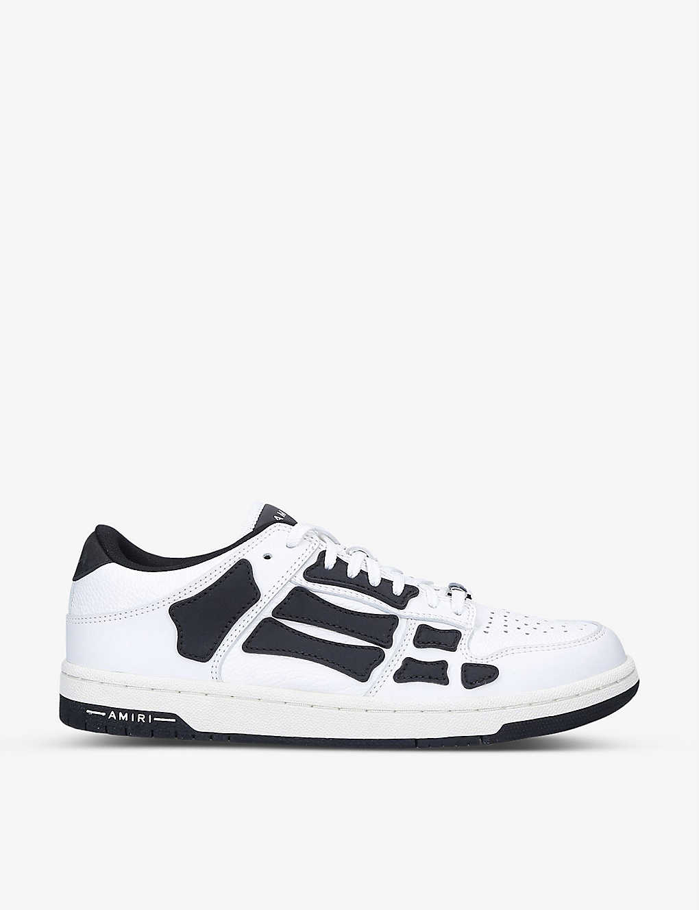 Shop Amiri Skel Panelled Leather Low-top Trainers In White/blk