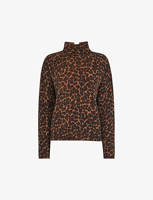 WHISTLES: Leopard-print wool top