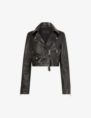 ALLSAINTS Dren cropped leather biker jacket Selfridges