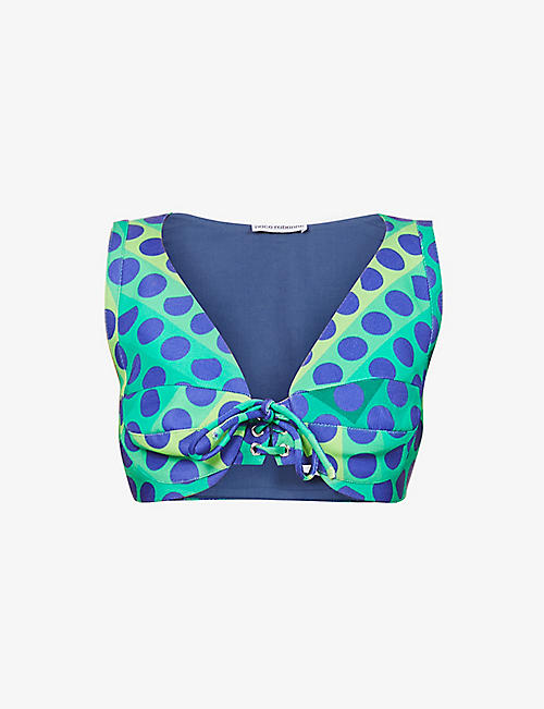 PACO RABANNE: Abstract-print woven top
