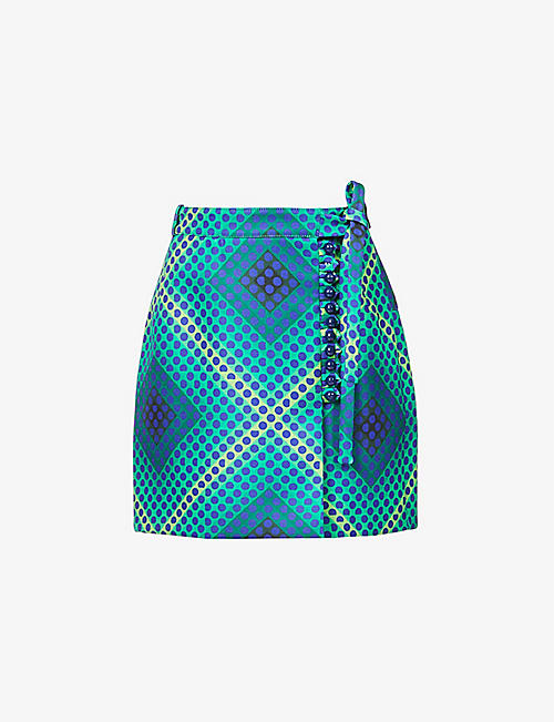 PACO RABANNE: Abstract-print woven mini skirt