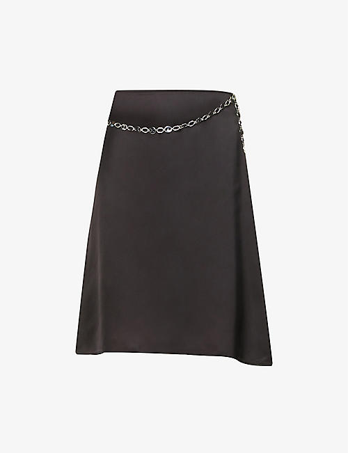 PACO RABANNE: Chain-strap high-waist satin mini skirt