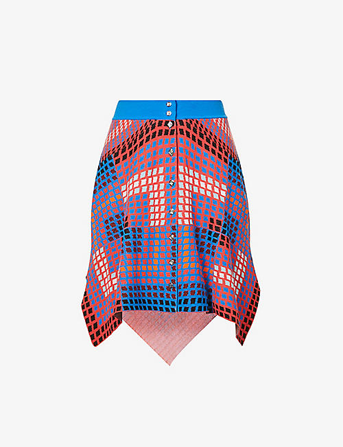 PACO RABANNE: Abstract-print knitted mini skirt