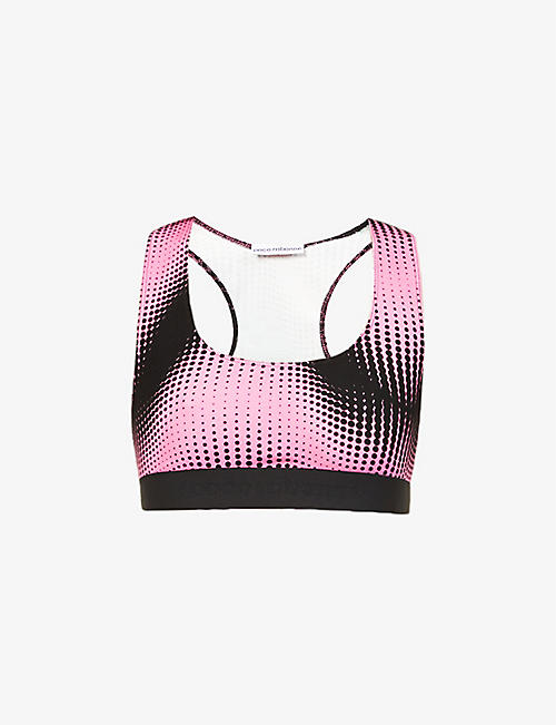 PACO RABANNE: Graphic-print stretch-jersey sports bra