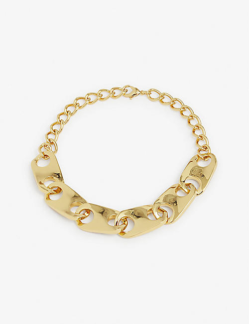 PACO RABANNE: Wave gold-tone brass chain necklace