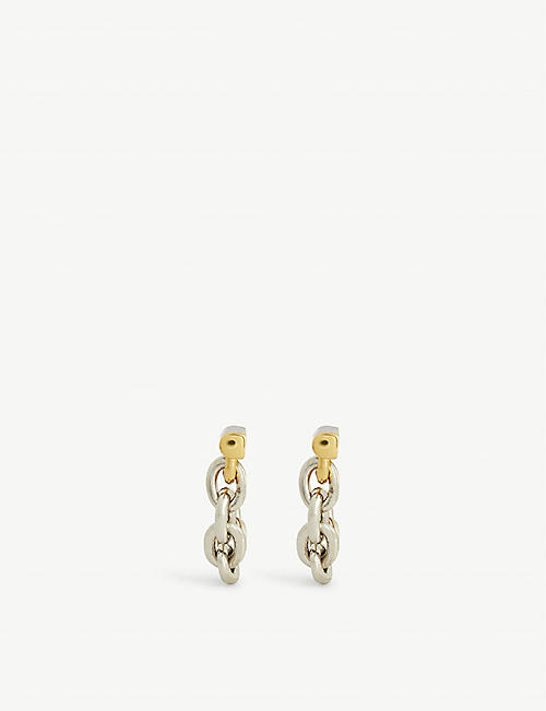 PACO RABANNE: Interlocking gold and silver-tone brass earrings