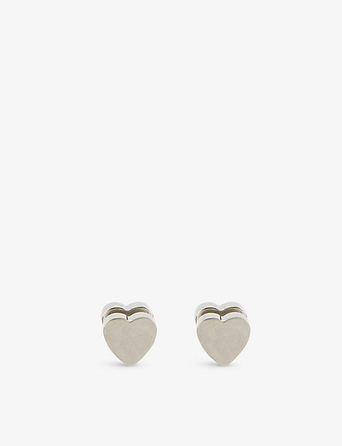 BALENCIAGA: Heart-shaped brass stud earrings