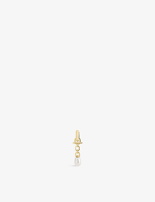MARIA BLACK: Mambo Huggie 22ct yellow gold-plated sterling silver and freshwater pearl earring