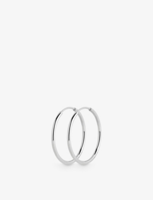 MARIA BLACK: Senorita 20 rhodium-plated recycled sterling-silver hoop earrings