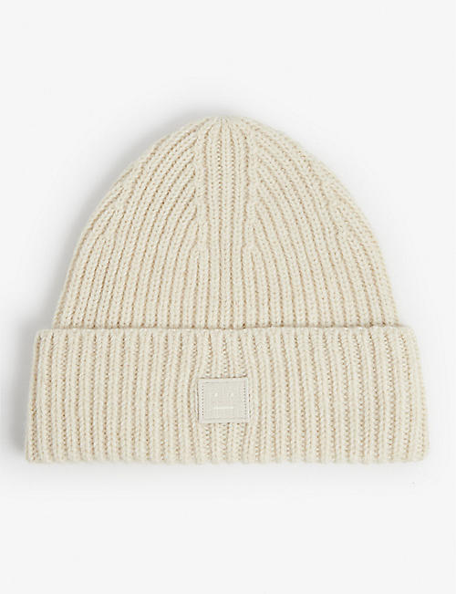 ACNE STUDIOS: Embroidered-face wool beanie hat 8-10 years