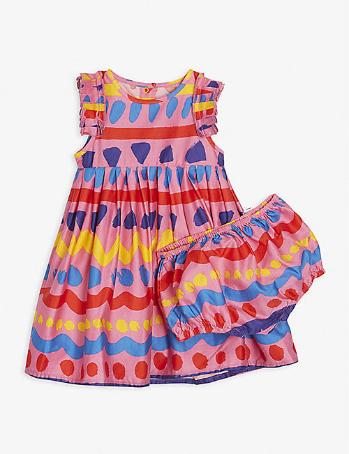 STELLA MCCARTNEY: Graphic-print woven mini dress and bloomers set 6-36 months