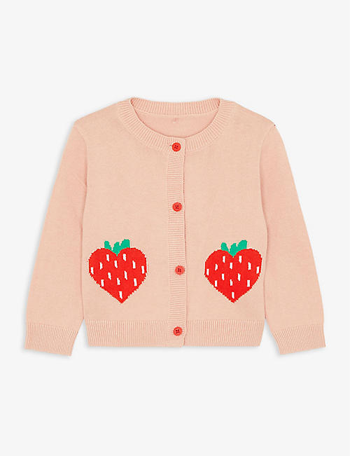 STELLA MCCARTNEY: Strawberry graphic-print cotton cardigan 6-36 months