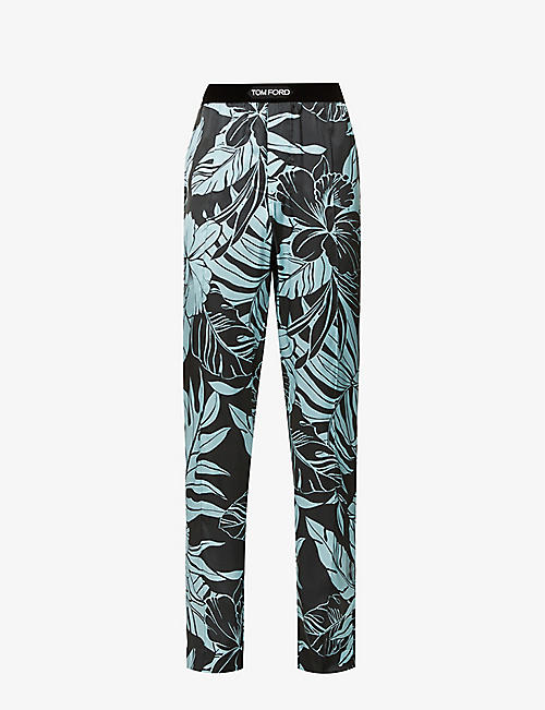 TOM FORD: Floral-print slim-fit stretch-silk pyjama bottoms