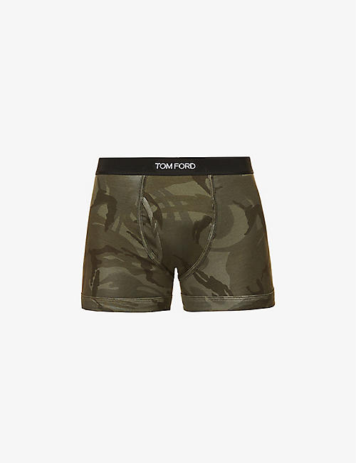 TOM FORD: Camo-print mid-rise stretch-cotton boxers