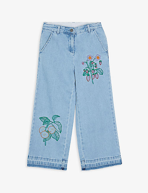 STELLA MCCARTNEY: Floral-embroidered denim jeans 4-14 years