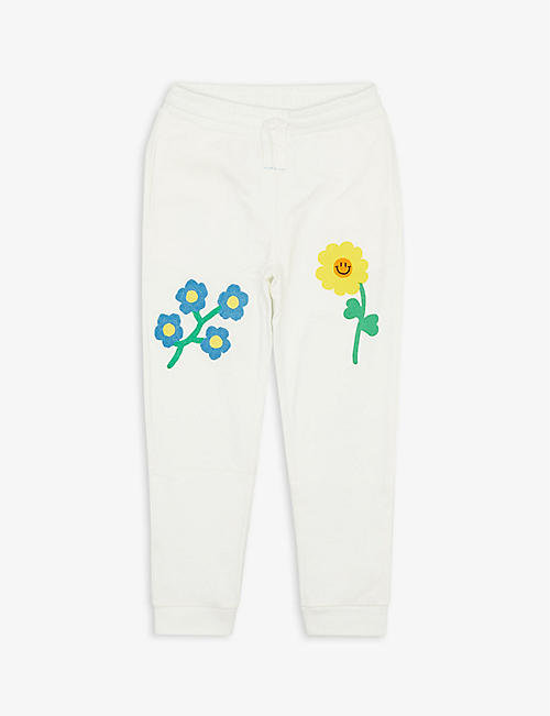 STELLA MCCARTNEY: Floral-embroidered organic-cotton jogging bottoms 4-14 years