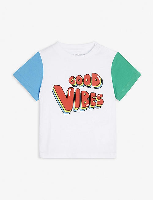 STELLA MCCARTNEY：Good Vibes 图案棉质 T 恤 6-36 个月