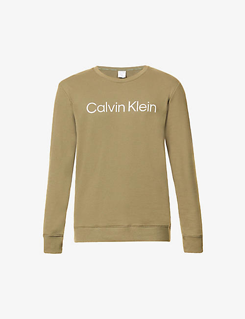 CALVIN KLEIN: Logo print stretch-cotton and recycled polyester-blend pyjama top