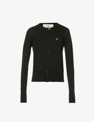 Vivienne Westwood Cropped Cardigan With Distinctive Buttons And Embroidered Emblem In Black