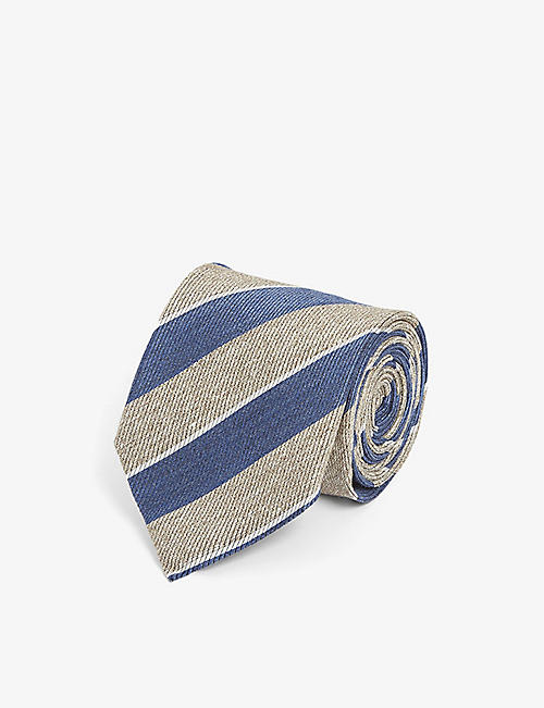ETON: Striped silk, linen and wool tie