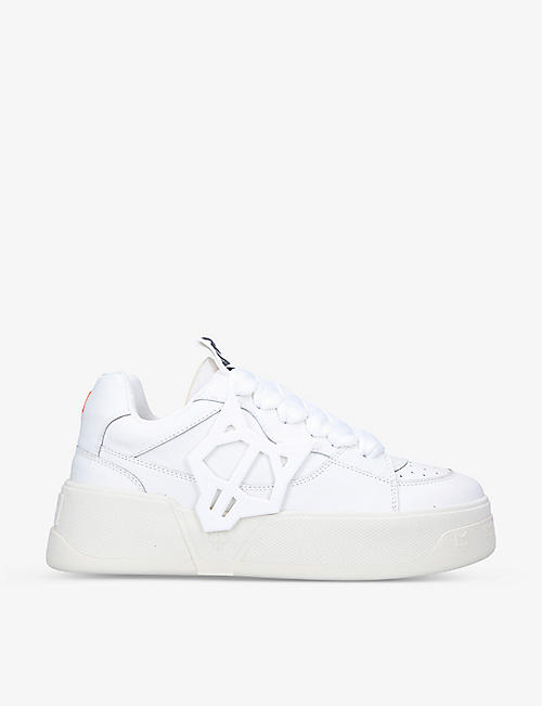 NAKED WOLFE: Kosa wolfe-appliqué low-top leather trainers
