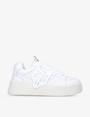 Shop Naked Wolfe Men's White Kosa Wolfe-appliqué Low-top Leather Trainers