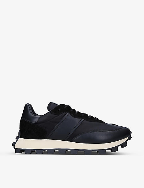TODS: Allacciata leather and shell low-top trainers