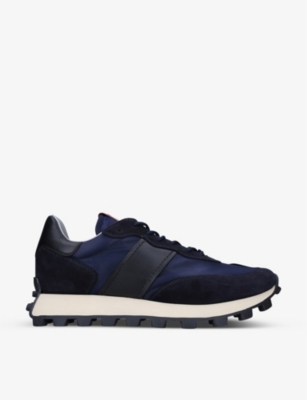 Shop Tod's Tods Men's Vy Allacciata Leather And Shell Low-top Trainers In Navy