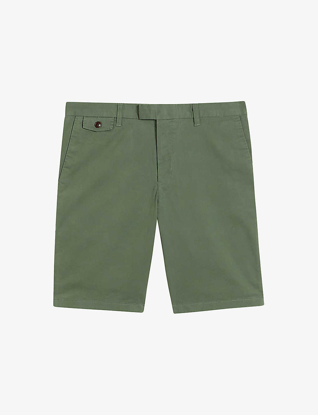 Ted Baker Ashfrd Regular-fit Stretch Cotton-blend Chino Shorts In Olive