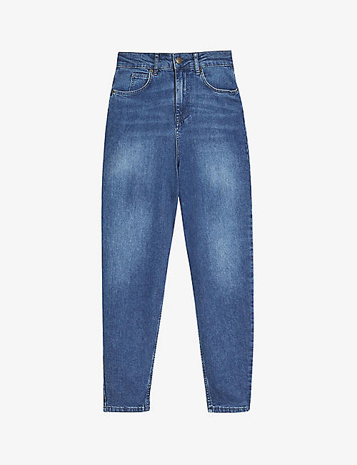 TED BAKER: Oliwia barrel-leg high-rise stretch-denim jeans