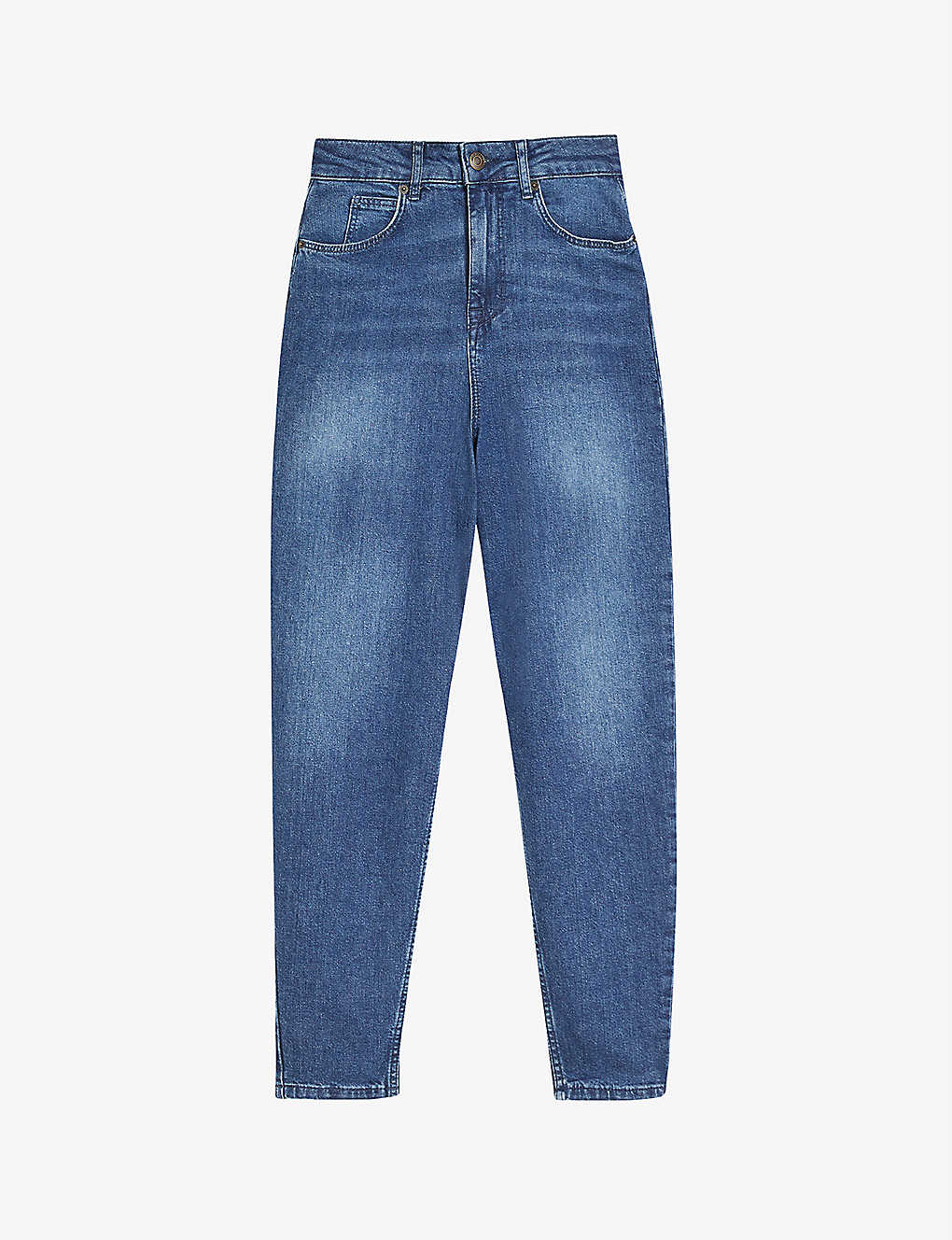 Ted Baker Oliwia Barrel-leg High-rise Stretch-denim Jeans In Dk-blue