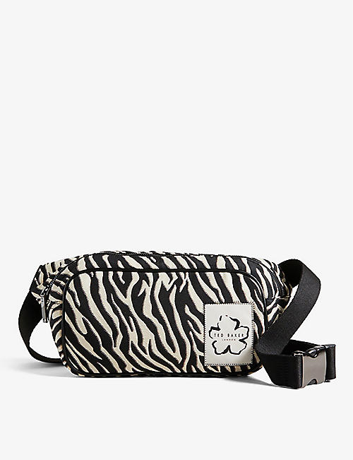 TED BAKER: Cayzena zebra-print woven belt bag