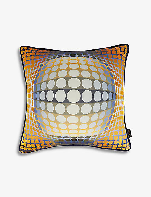 VASARELY X ARCHIVE: Zett geometric-print cotton cushion 50cm x 50cm