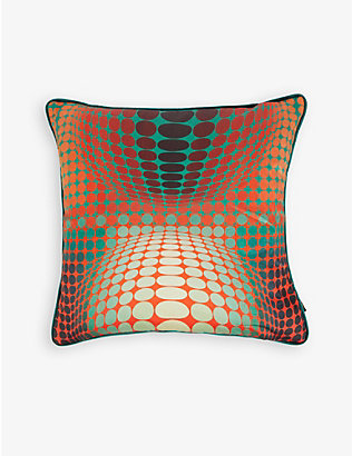 VASARELY X ARCHIVE: Ond geometric-print cotton cushion 50cm x 50cm