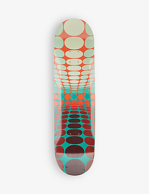 VASARELY: Ond geometric-print maple-wood skateboard 81cm