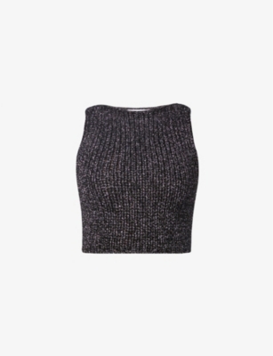 Shop Jw Anderson Cropped Stretch-knit Tank Top In Black