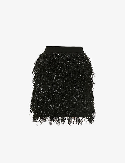 JW ANDERSON: Fringe high-rise wool-blend mini skirt