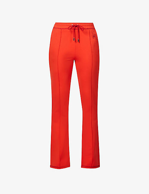 JW ANDERSON: Logo-embroidered flared high-rise stretch-woven trousers