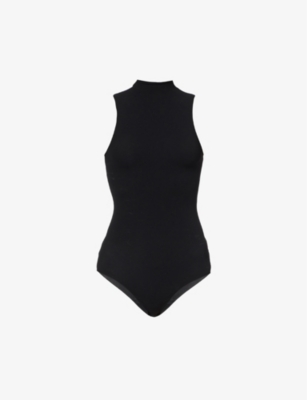 Commando Ballet Mockneck Sleeveless Thong Bodysuit In Black