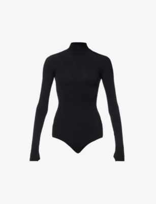 Commando Ballet Thumbhole-detail Stretch-woven Body In Black