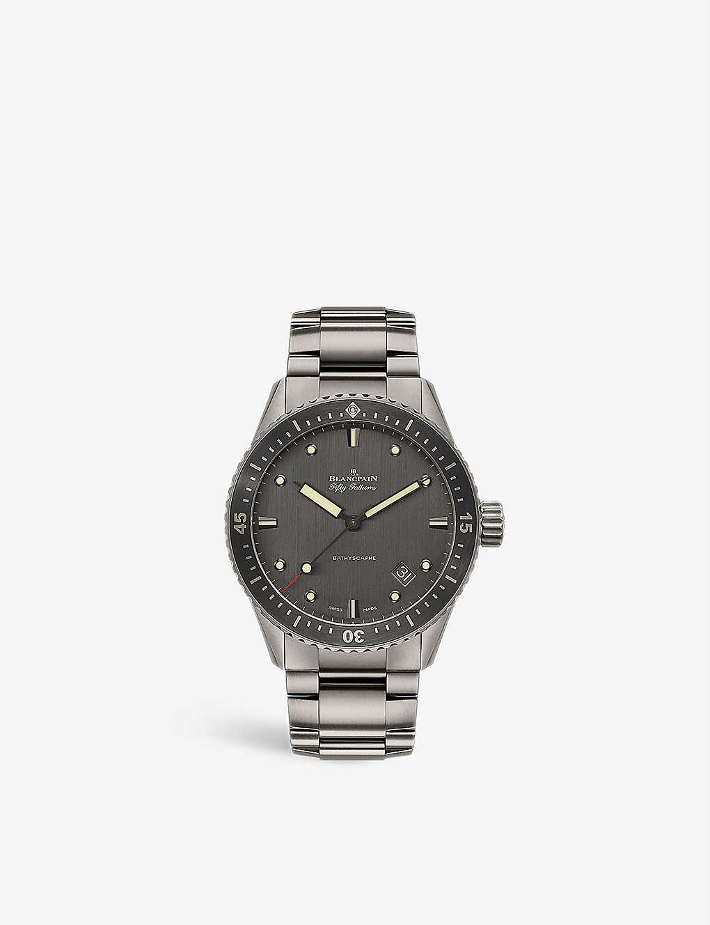 Shop Blancpain Mens Anthracite Grey 5000 1210 98s Fifty Fathoms Titanium Automatic Watch